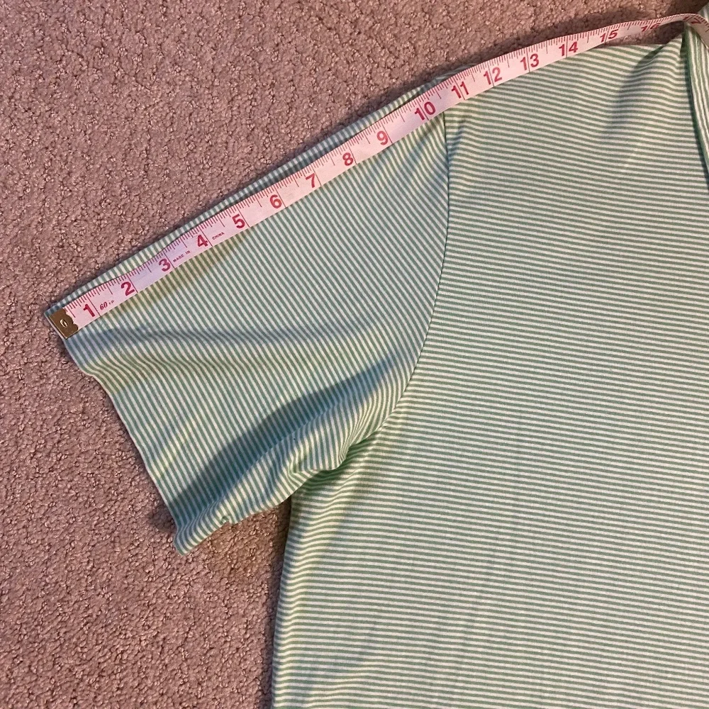 Polo Golf Ralph Lauren shirt short sleeve green white stripe Large